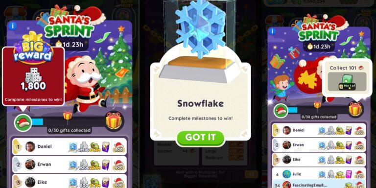 All Monopoly GO Santa’s Sprint Rewards and Milestones