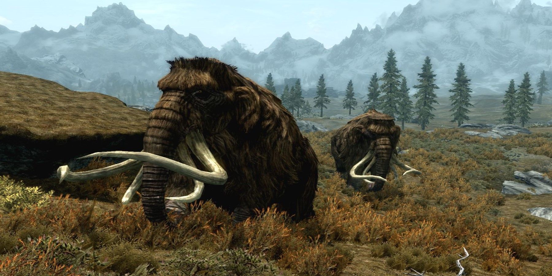 Lucky Skyrim Player is Rescued From an Angry Mammoth By Something Even Scarier