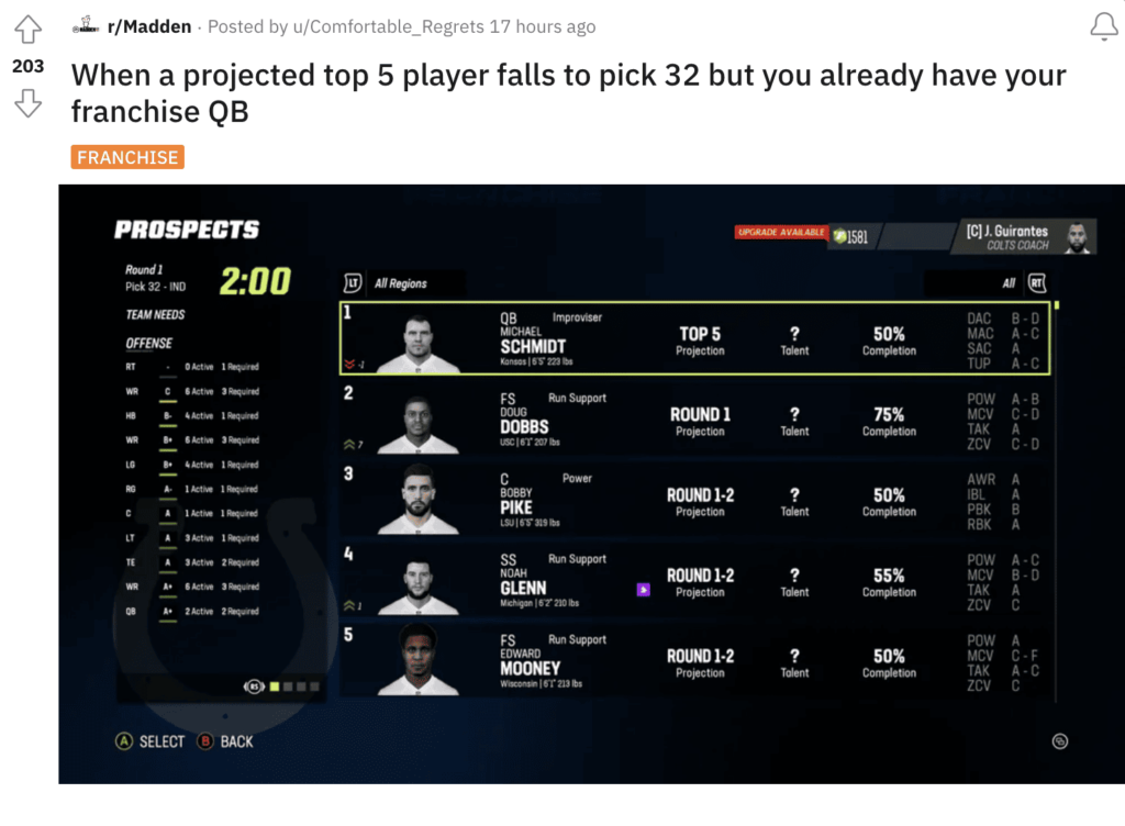 Madden 24 franchise draft steal has community chatting