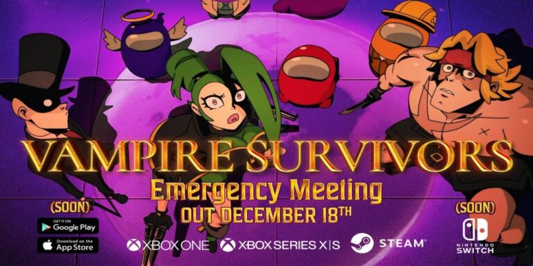 Vampire Survivors is collaborating with Among Us in the Emergency Meeting DLC