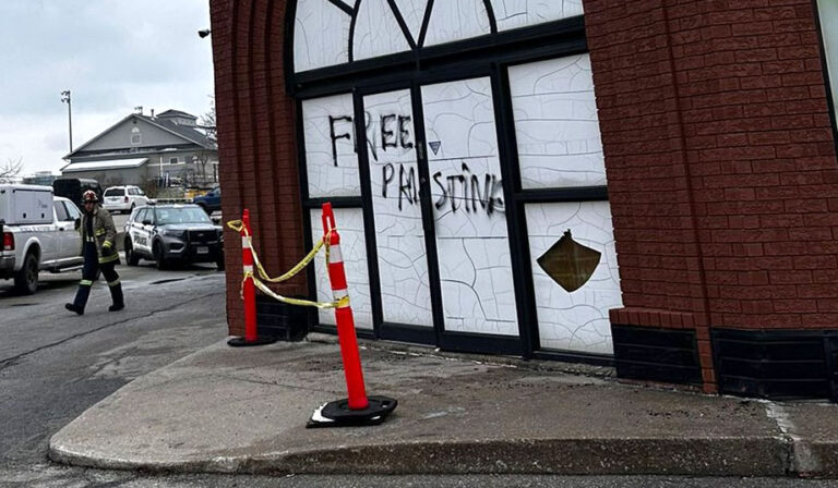 ‘This Is the Tipping Point’ — Canadian Jewish Business Firebombed, Defaced with ‘Free Palestine’ Graffiti