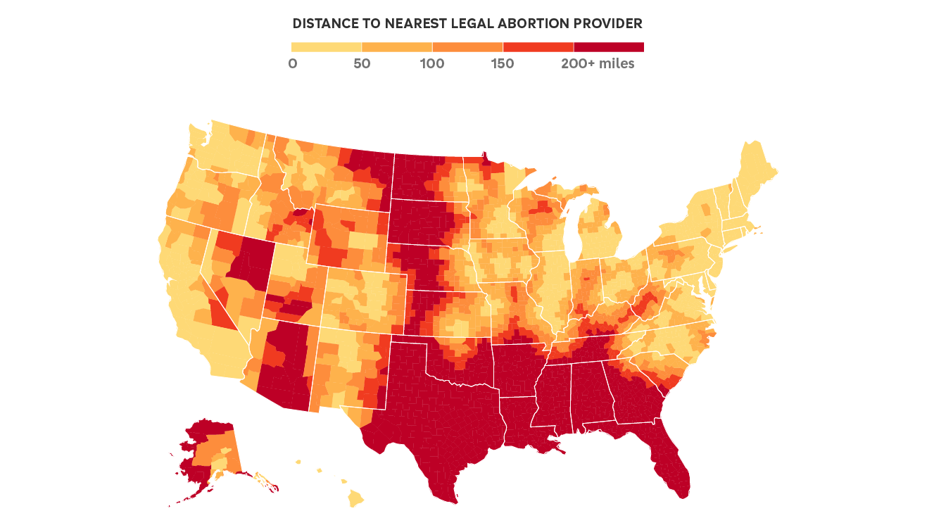 How far do you have to travel to access an abortion? Maps show new state bans : Shots