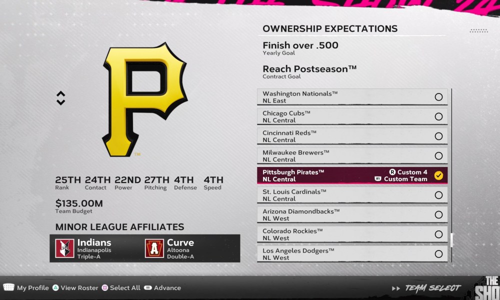 Need Help Choosing a Franchise Team in MLB The Show 24?