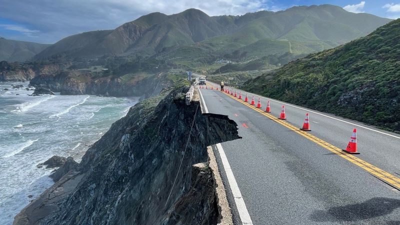 Part of California’s famed Highway 1 crumbles into the ocean