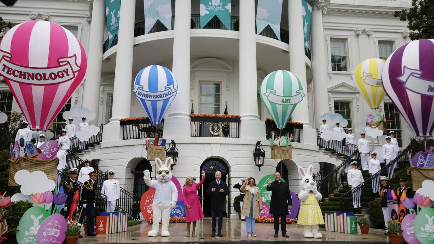 White House hosts a soggy, education-themed Easter egg roll : NPR