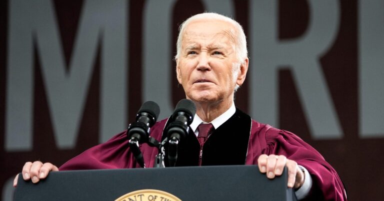 Biden delivers Morehouse commencement speech as some on campus express pro-Palestinian messages