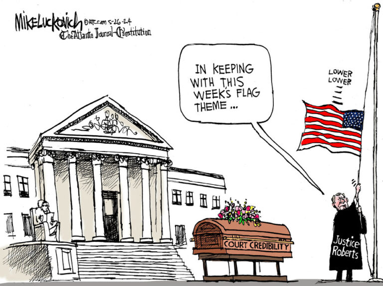 Cartoon: Lowering the flag