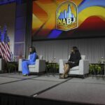 Trump attacks Kamala Harris’ racial identity at Black journalism convention : NPR