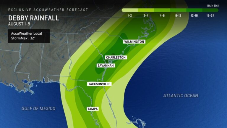 Debby to impact Georgia, Carolinas with life-threatening flooding and storm surge this week