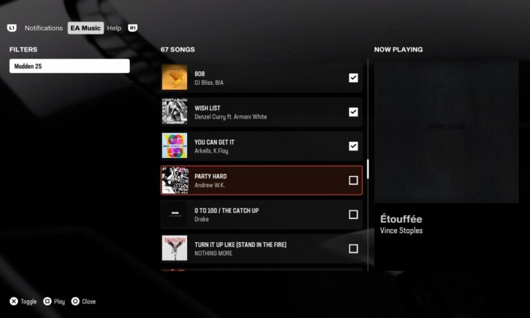 How to Turn on More Music Tracks in Madden 25