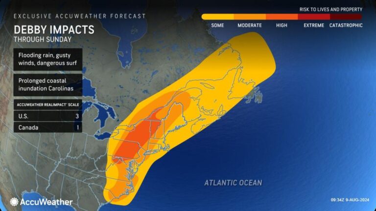 Slow-moving Debby threatens catastrophic flooding in Carolinas